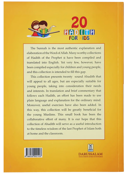 20 Hadith for Kids by Maulvi Abdul Aziz, back cover, Darussalam Publishers