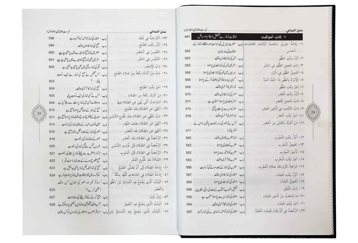 Sunan An Nasai (7 Vols Set), contents page