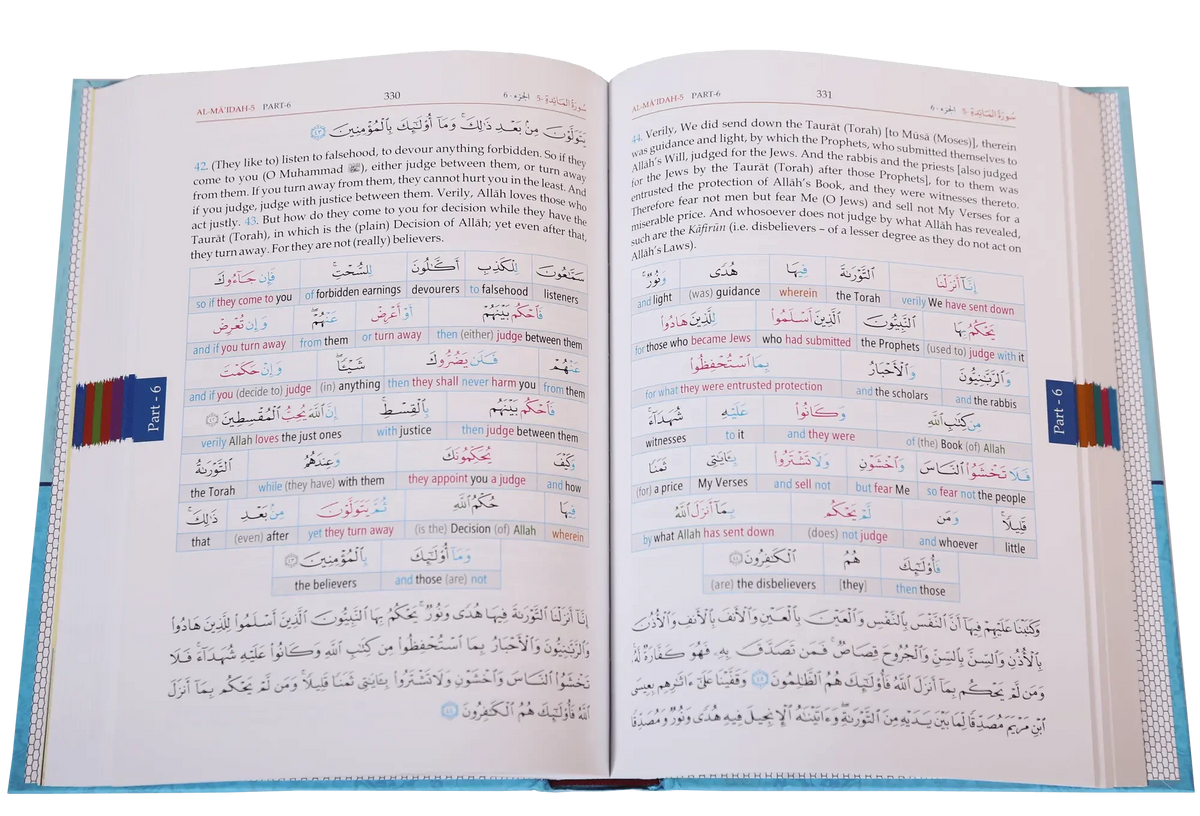The Noble Quran Word For Word (3 Vols Set) by Dr. Mohsin Khan, Dr. Muhammad Taqi ud Din, inside pages, Darussalam Publishers