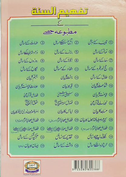 Wirasat Kay Masail (Iqbal Kilani), back cover, Hadith Publications